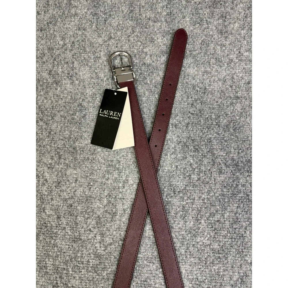 Women's Lauren Ralph Lauren Reversible Belt Size XL Navy / Burgundy Leather New